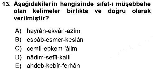 Osmanlı Türkçesi 2 2017-2018 Dönem Sonu Sınavı - 13. soru