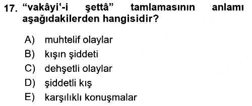 Osmanlı Türkçesi 2 2018-2019 Dönem Sonu Sınavı - 17. soru