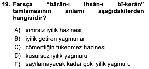 Osmanlı Türkçesi 2 2018-2019 Dönem Sonu Sınavı - 19. soru