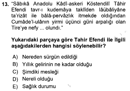 Osmanlı Türkçesi 2 2022-2023 Yaz Okulu Sınavı - 13. soru