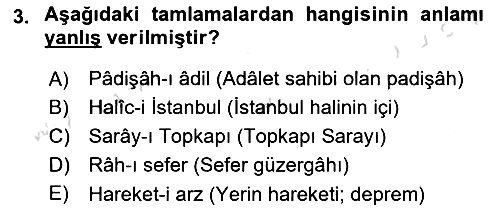 Osmanlı Türkçesi 2 2023-2024 Yaz Okulu Sınavı - 3. soru