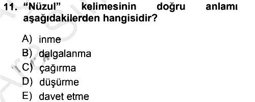 Osmanlı Türkçesi Metinleri 1 2012-2013 Ara Sınav - 11. soru