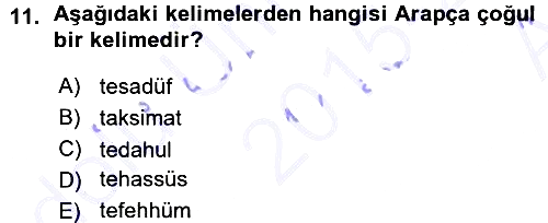 Osmanlı Türkçesi Metinleri 1 2015-2016 Ara Sınav - 11. soru