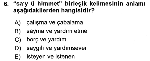 Osmanlı Türkçesi Metinleri 1 2016-2017 Ara Sınav - 6. soru