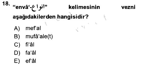 Osmanlı Türkçesi Metinleri 1 2017-2018 Ara Sınav - 18. soru