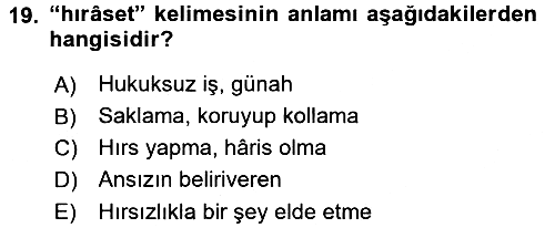 Osmanlı Türkçesi Metinleri 1 2017-2018 Ara Sınav - 19. soru