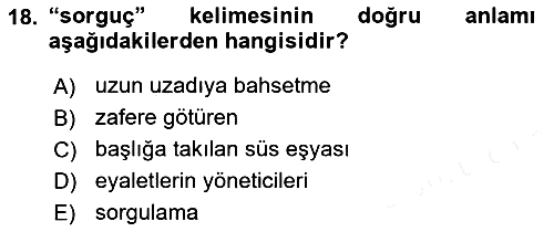 Osmanlı Türkçesi Metinleri 1 2018-2019 Ara Sınav - 18. soru