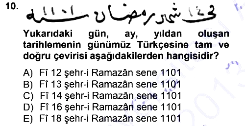 Osmanlı Türkçesi Metinleri 1 2012-2013 Dönem Sonu Sınavı - 10. soru