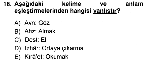 Osmanlı Türkçesi Metinleri 1 2012-2013 Dönem Sonu Sınavı - 18. soru