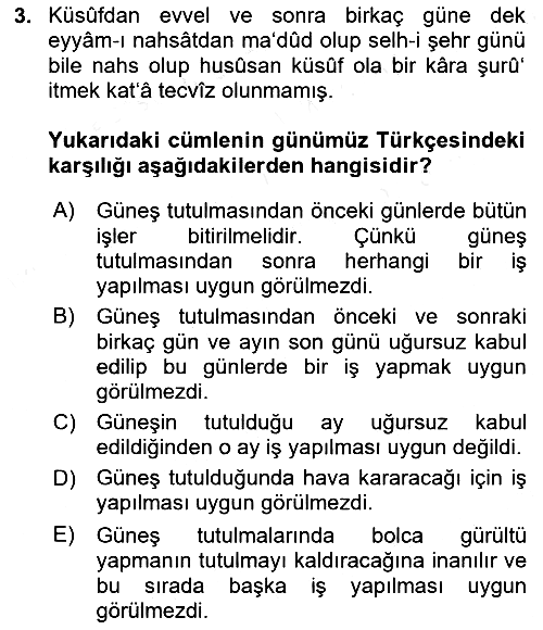 Osmanlı Türkçesi Metinleri 1 2016-2017 Dönem Sonu Sınavı - 3. soru