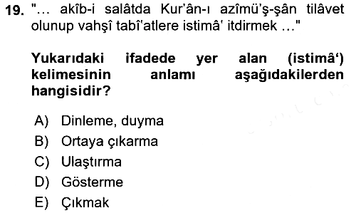 Osmanlı Türkçesi Metinleri 1 2017-2018 Dönem Sonu Sınavı - 19. soru