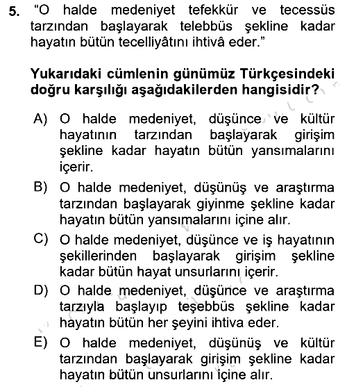 Osmanlı Türkçesi Metinleri 1 2019-2020 Dönem Sonu Sınavı - 5. soru