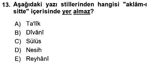Osmanlı Türkçesi Metinleri 1 2022-2023 Dönem Sonu Sınavı - 13. soru