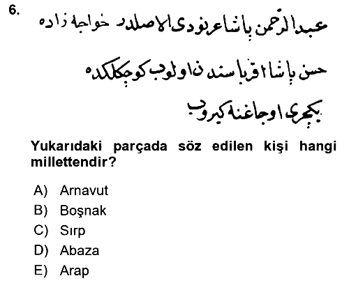 Osmanlı Türkçesi Metinleri 1 2023-2024 Dönem Sonu Sınavı - 6. soru