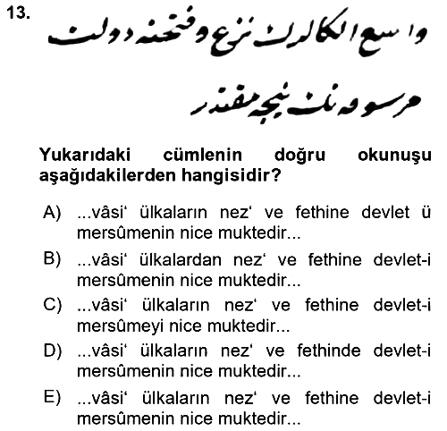 Osmanlı Türkçesi Metinleri 1 2023-2024 Dönem Sonu Sınavı - 13. soru