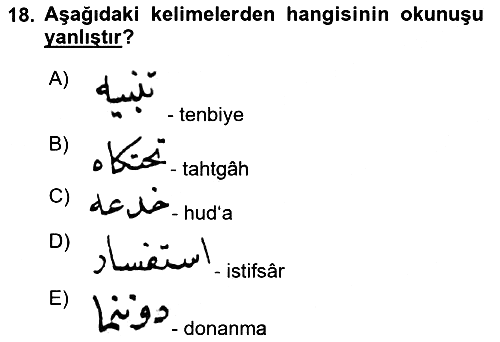 Osmanlı Türkçesi Metinleri 1 2024-2025 Dönem Sonu Sınavı - 18. soru