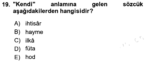 Osmanlı Türkçesi Metinleri 1 2024-2025 Dönem Sonu Sınavı - 19. soru