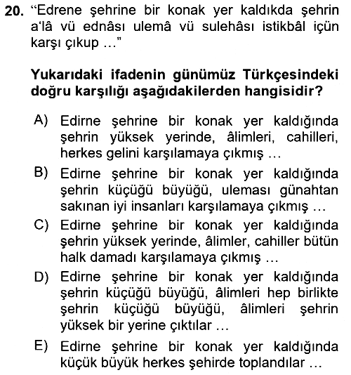 Osmanlı Türkçesi Metinleri 1 2024-2025 Dönem Sonu Sınavı - 20. soru