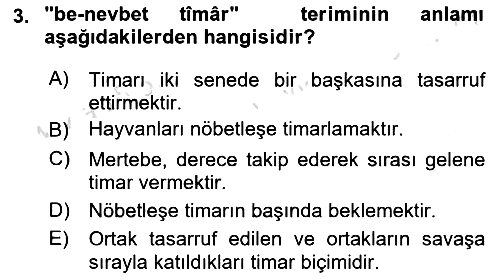 Osmanlı Türkçesi Metinleri 1 2020-2021 Yaz Okulu Sınavı - 3. soru