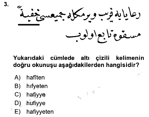 Osmanlı Türkçesi Metinleri 1 2023-2024 Yaz Okulu Sınavı - 3. soru
