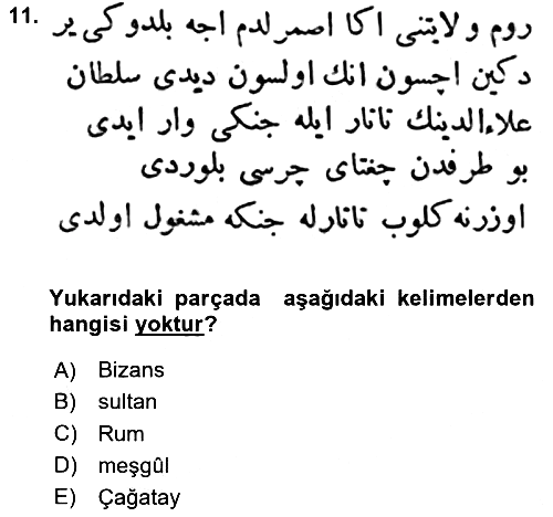 Osmanlı Türkçesi Metinleri 1 2023-2024 Yaz Okulu Sınavı - 11. soru