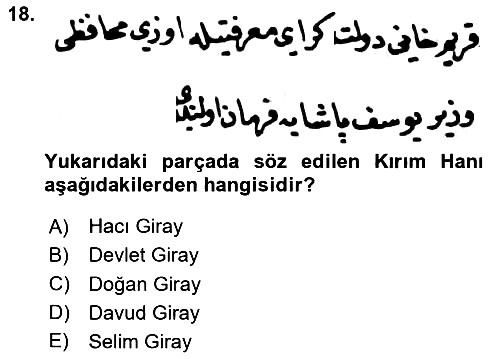 Osmanlı Türkçesi Metinleri 1 2023-2024 Yaz Okulu Sınavı - 18. soru