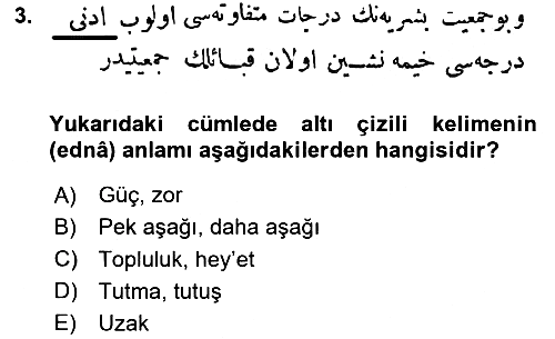 Osmanlı Türkçesi Metinleri 1 2024-2025 Yaz Okulu Sınavı - 3. soru