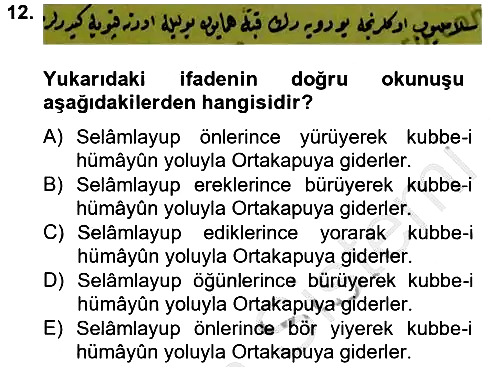 Osmanlı Türkçesi Metinleri 2 2012-2013 Ara Sınav - 12. soru