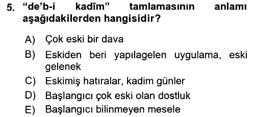 Osmanlı Türkçesi Metinleri 2 2016-2017 Ara Sınav - 5. soru