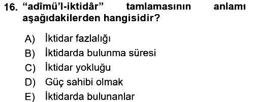 Osmanlı Türkçesi Metinleri 2 2016-2017 Ara Sınav - 16. soru