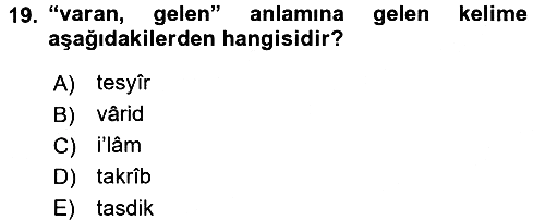 Osmanlı Türkçesi Metinleri 2 2016-2017 Ara Sınav - 19. soru