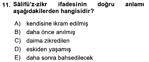 Osmanlı Türkçesi Metinleri 2 2018-2019 Ara Sınav - 11. soru