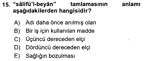 Osmanlı Türkçesi Metinleri 2 2025-2026 Ara Sınav - 15. soru