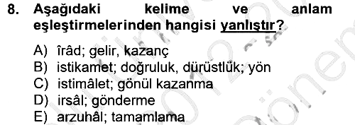 Osmanlı Türkçesi Metinleri 2 2012-2013 Dönem Sonu Sınavı - 8. soru