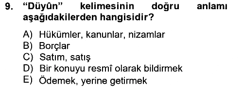 Osmanlı Türkçesi Metinleri 2 2012-2013 Dönem Sonu Sınavı - 9. soru