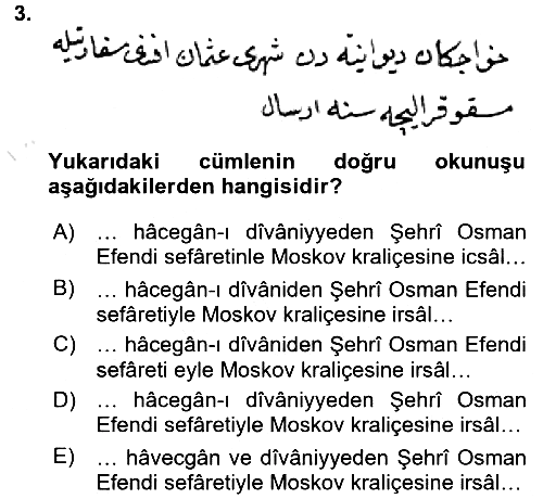 Osmanlı Türkçesi Metinleri 2 2015-2016 Dönem Sonu Sınavı - 3. soru