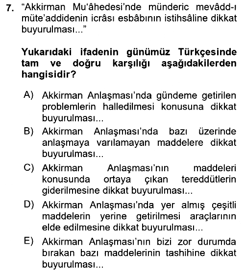 Osmanlı Türkçesi Metinleri 2 2017-2018 Dönem Sonu Sınavı - 7. soru
