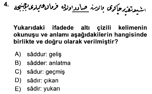 Osmanlı Türkçesi Metinleri 2 2018-2019 Dönem Sonu Sınavı - 4. soru