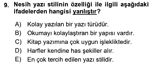 Osmanlı Türkçesi Metinleri 2 2021-2022 Dönem Sonu Sınavı - 9. soru