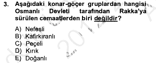 Osmanlı´da İskan ve Göç 2012-2013 Ara Sınav - 3. soru
