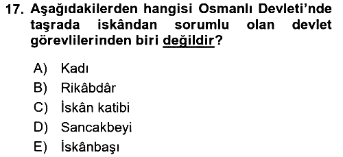 Osmanlı´da İskan ve Göç 2015-2016 Ara Sınav - 17. soru