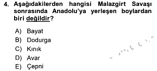 Osmanlı´da İskan ve Göç 2016-2017 Ara Sınav - 4. soru