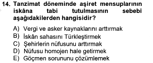 Osmanlı´da İskan ve Göç 2012-2013 Dönem Sonu Sınavı - 14. soru