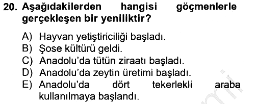 Osmanlı´da İskan ve Göç 2012-2013 Dönem Sonu Sınavı - 20. soru