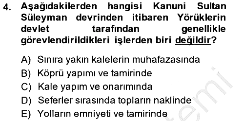Osmanlı´da İskan ve Göç 2013-2014 Dönem Sonu Sınavı - 4. soru