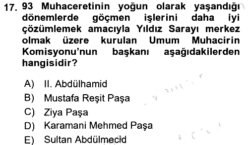Osmanlı´da İskan ve Göç 2015-2016 Dönem Sonu Sınavı - 17. soru