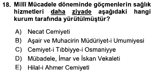 Osmanlı´da İskan ve Göç 2021-2022 Dönem Sonu Sınavı - 18. soru