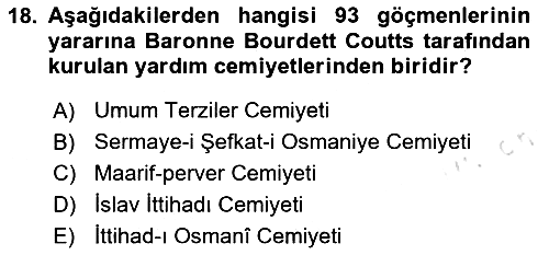 Osmanlı´da İskan ve Göç 2023-2024 Dönem Sonu Sınavı - 18. soru
