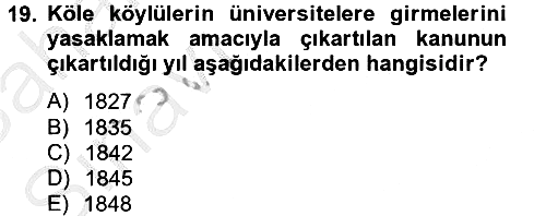 Rusya Tarihi 2012-2013 Ara Sınav - 19. soru