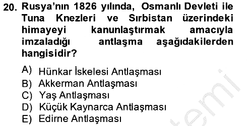 Rusya Tarihi 2013-2014 Ara Sınav - 20. soru